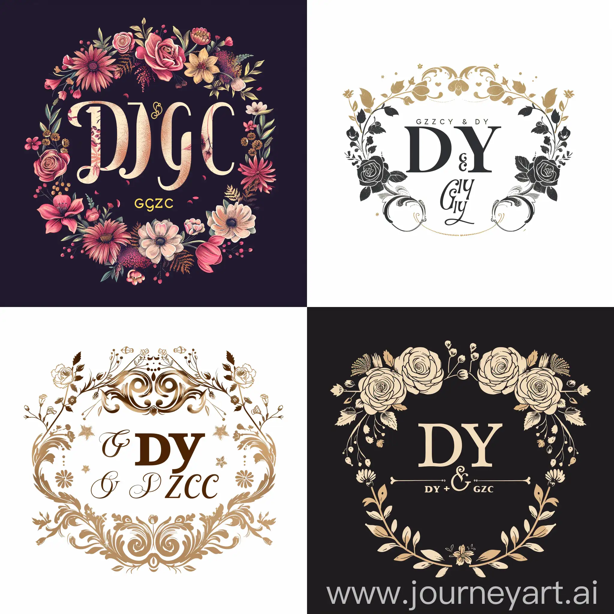 DY和GZC组成的婚礼logo，有浪漫的元素