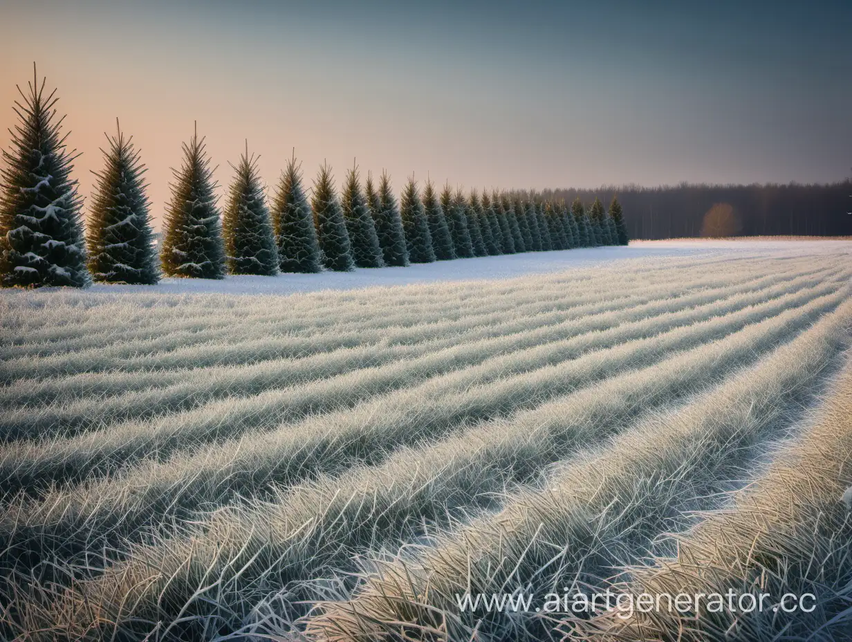 Frosty-Winter-Scene-Majestic-Christmas-Trees-in-a-Snowy-Field