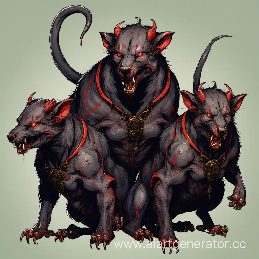 Majestic-Cerberus-with-Enchanting-Rat-Companion