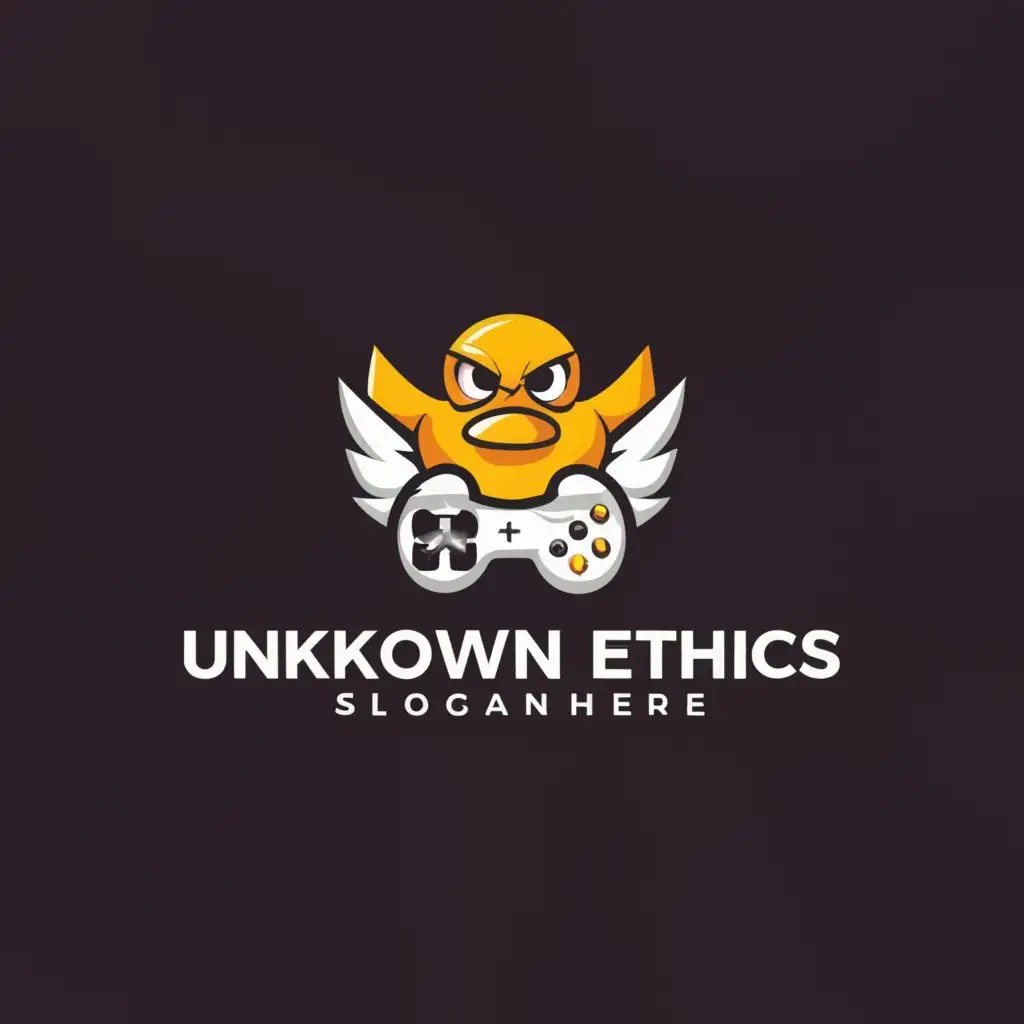 a logo design,with the text "Unknown Ethics", main symbol:Gaming Duck,Moderate,be used in Internet industry,clear background