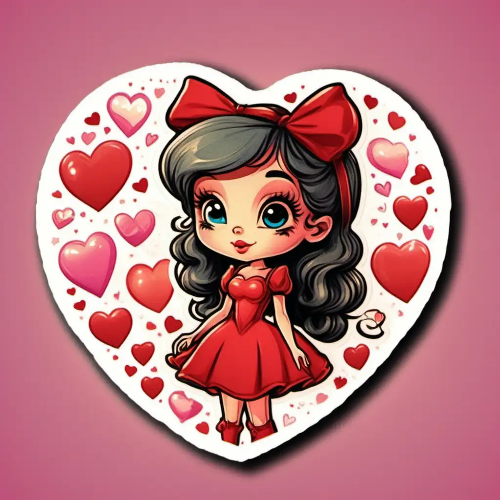 Adorable Retro Valentine Sticker with Incredible Detail in 16K Octane Rendering