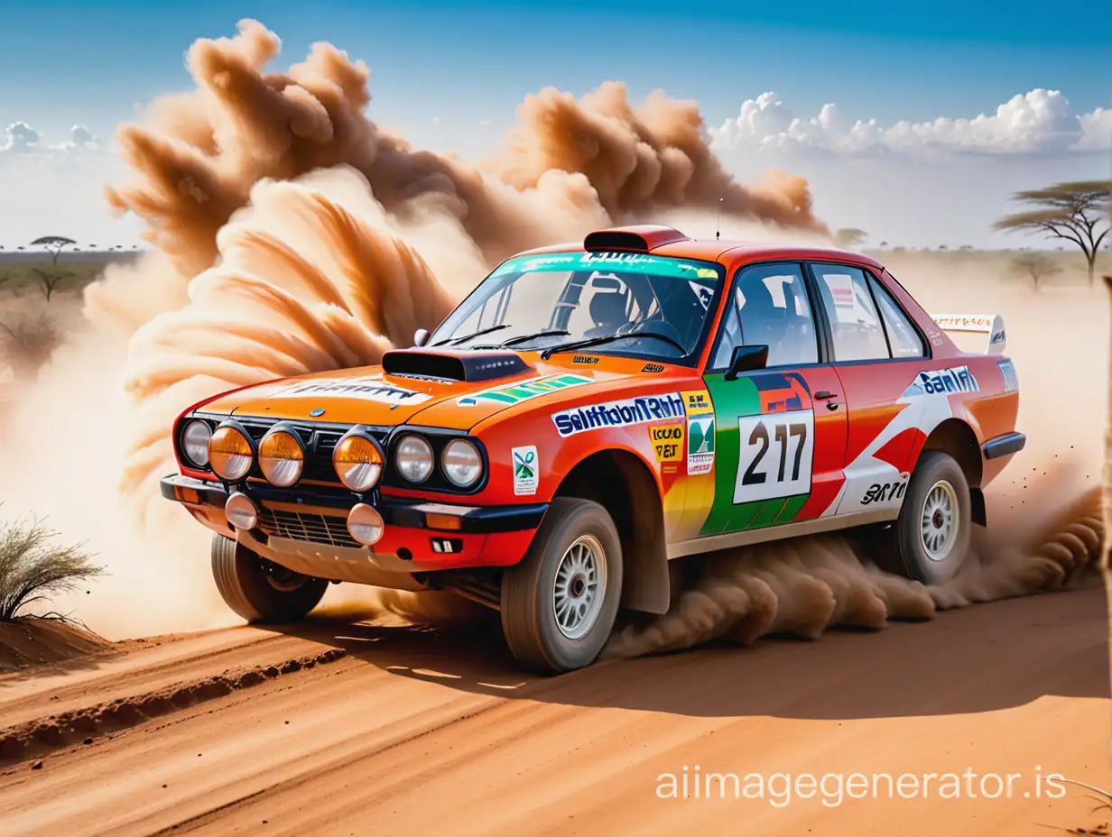 Vibrant-Safari-Rally-Car-Racing-Through-Dusty-Wilderness