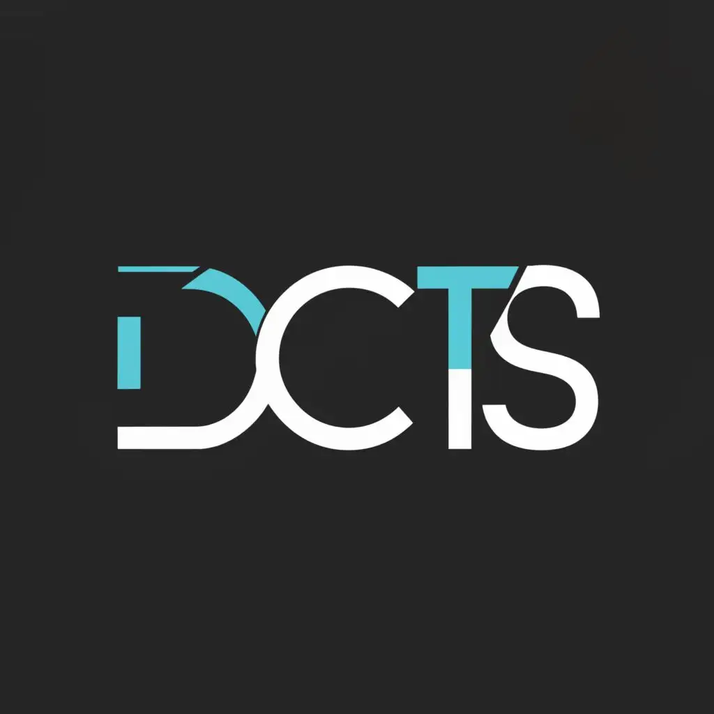 a logo design,with the text "DCTS", main symbol:letters only, Dark background,Minimalistic,be used in Internet industry,clear background