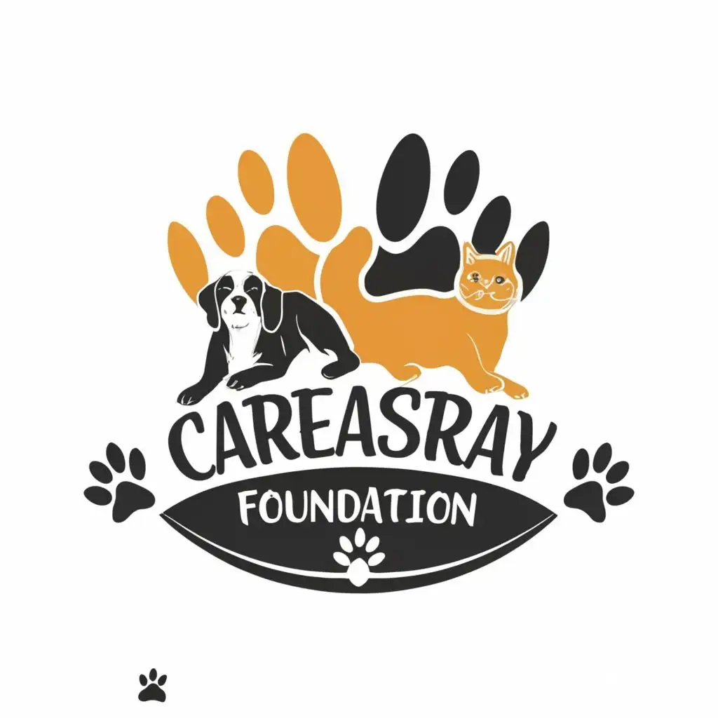 logo, Dog, Cat, human hand, with the text "Careastray Foundation", typography, be used in Animals Pets industry