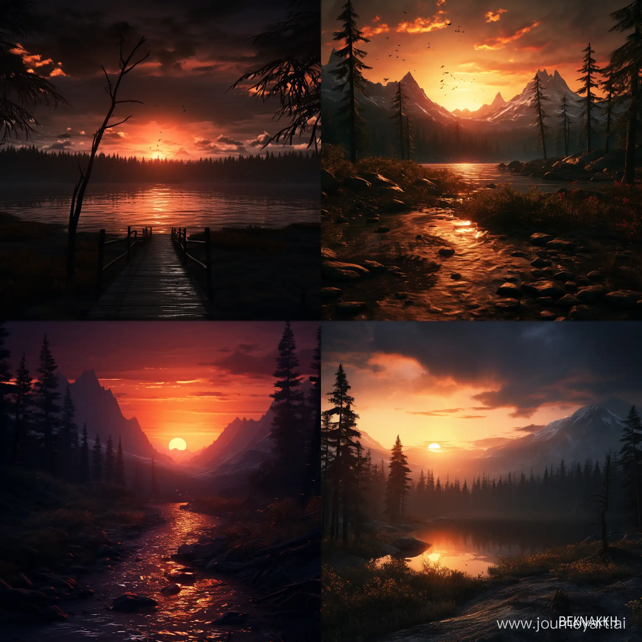 realistic dark sunset 4k
