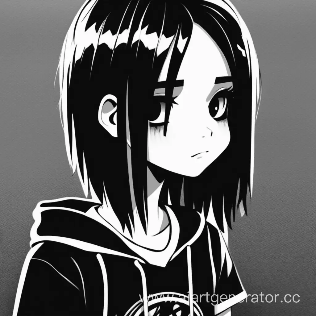 Expressive Black and White Emo Portrait | AI Art Generator