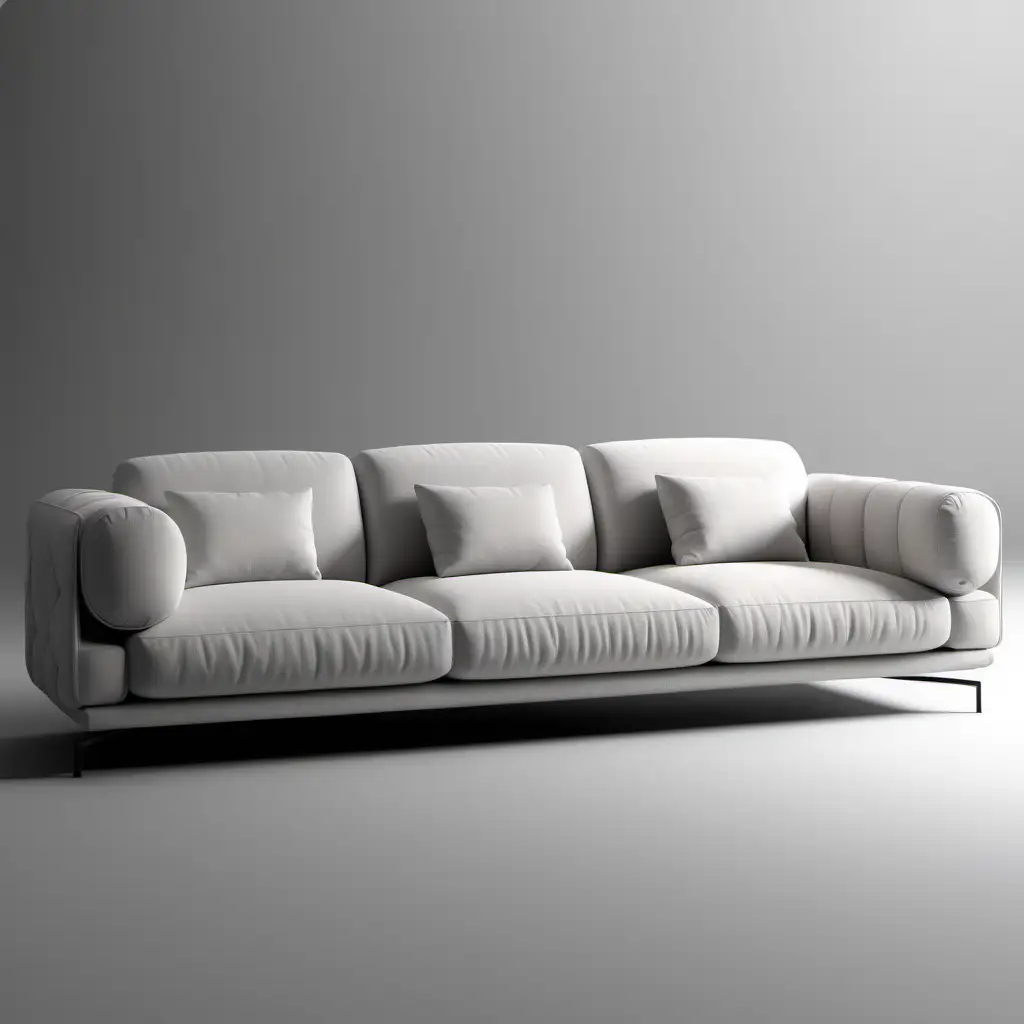 Original design, photos from different angles, three-seater sofa, straight lines, mechanical back, mechanical arm, details on the arm, minimalist design, suitable for simple production, high image quality, HD, 4K, realism, fabric appearance, small round details, different seat designs, cloud looking sleeve design,realistic,showroom back-up,İtalian sofa, round sleeve details,p-shaped arm sofa.
