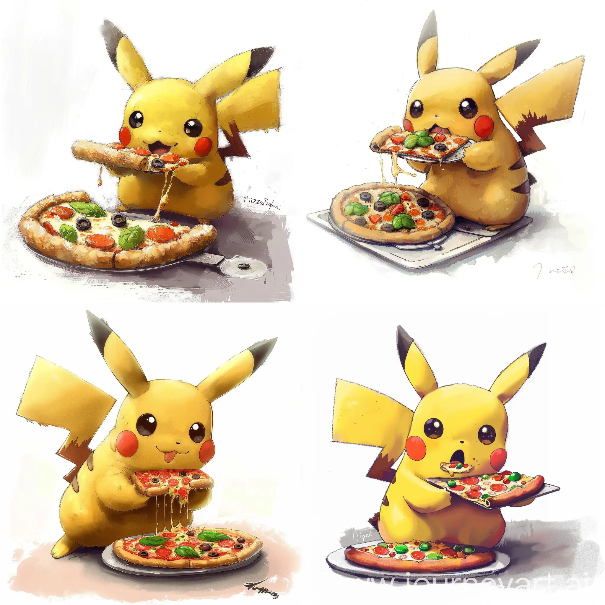 Pikachu-Enjoying-Pizza-Feast