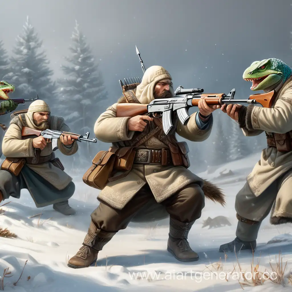 Bogatyr-Confronts-Lizard-Terrorists-with-AK47