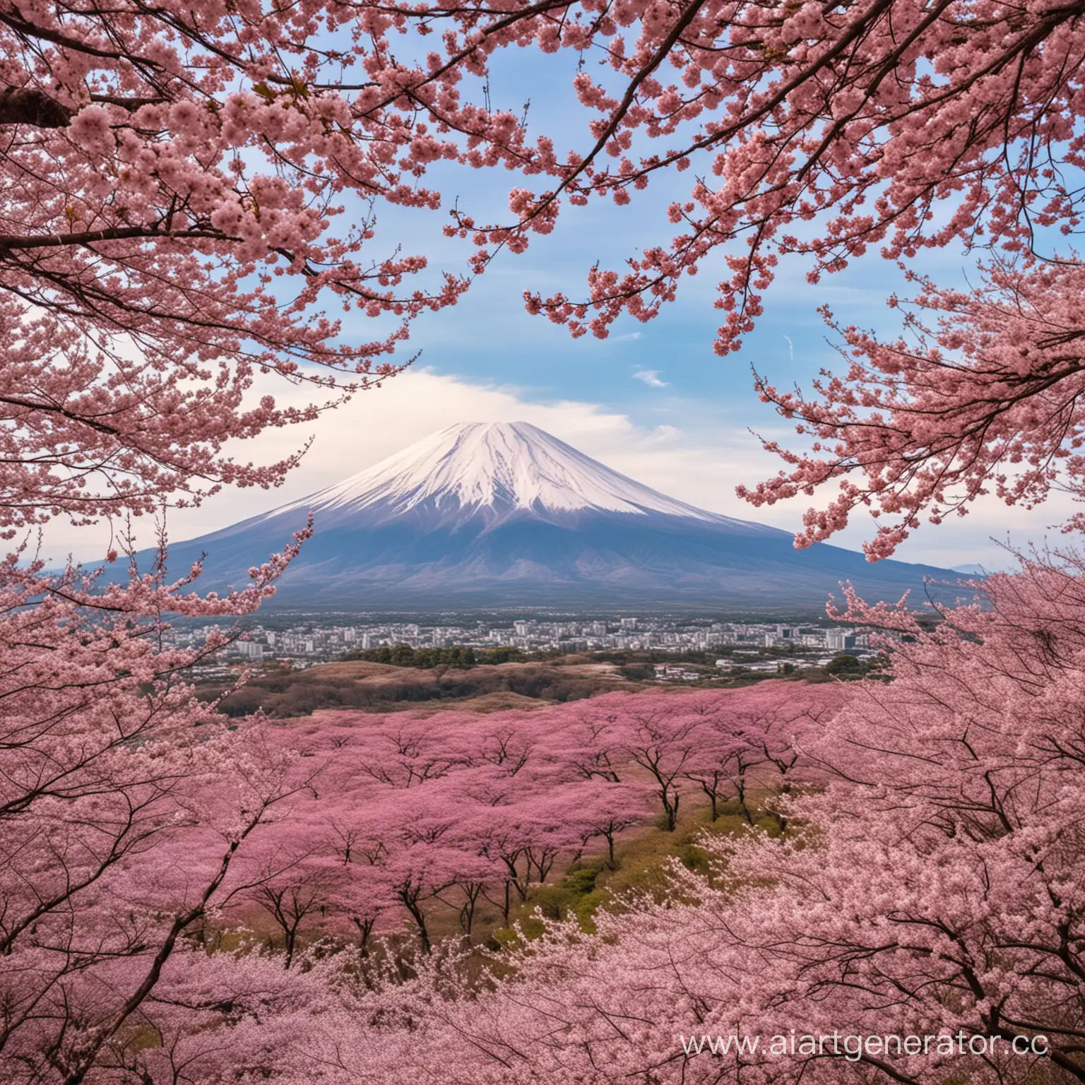 Sakura-Blossoms-Surround-Volcanic-Landscape-in-Japan