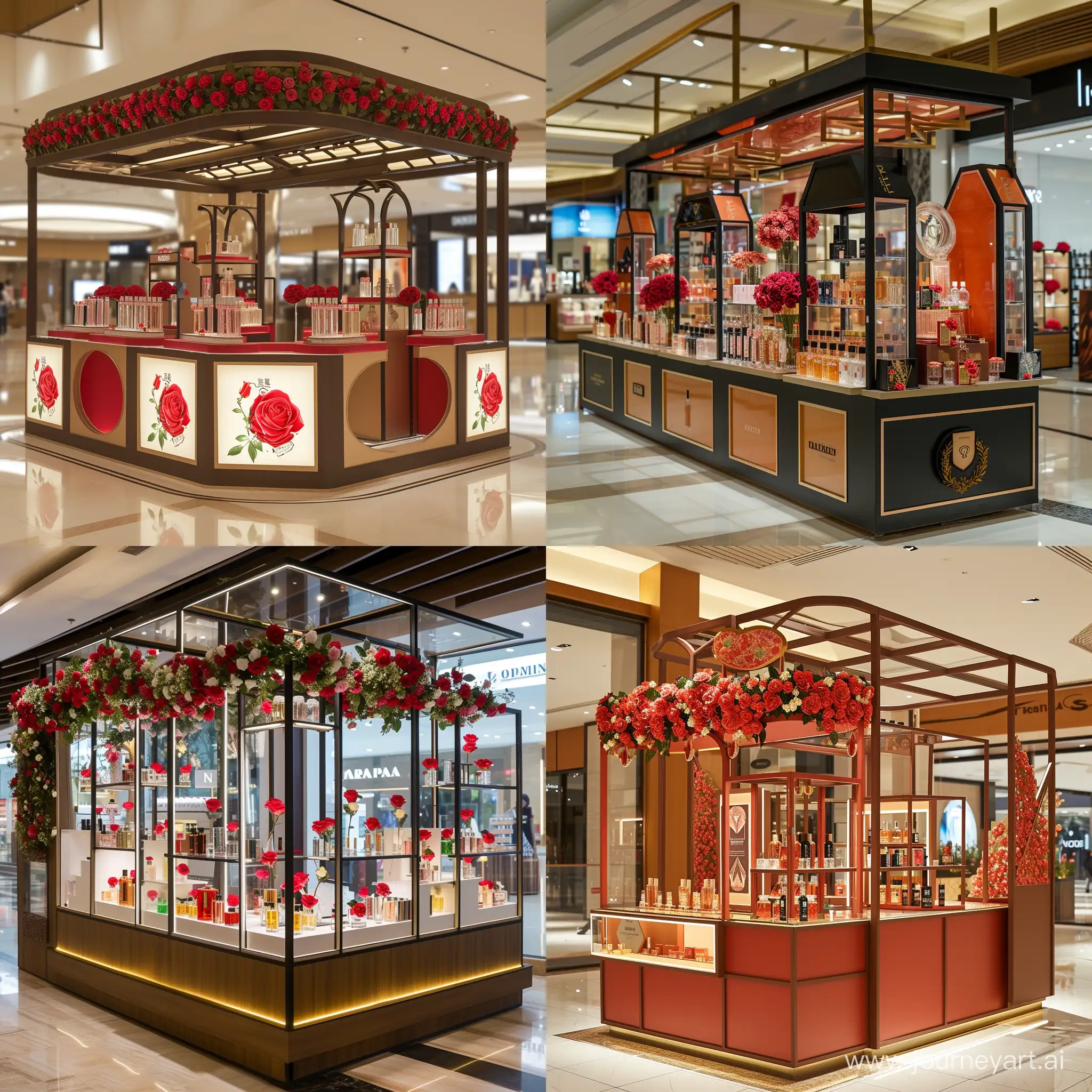 Elegant-Perfume-Display-at-3x2-Meter-Mall-Kiosk-with-Rose-Accents