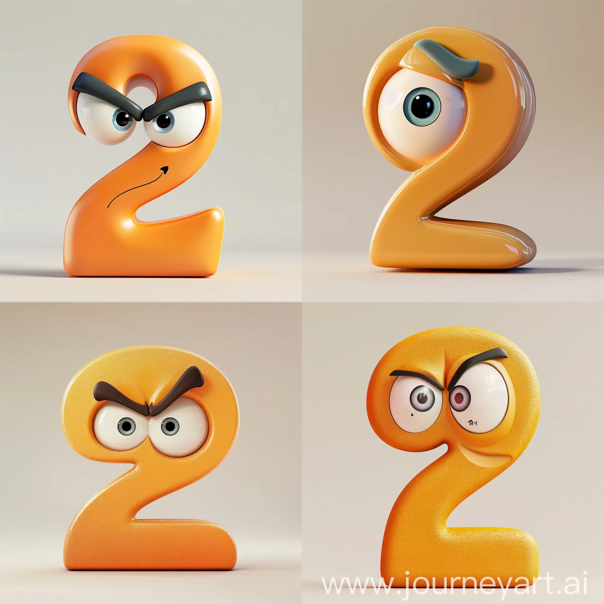 Symmetrical-Pixar-Animation-Angry-Number-Two-with-Big-Eyes-in-Side-View