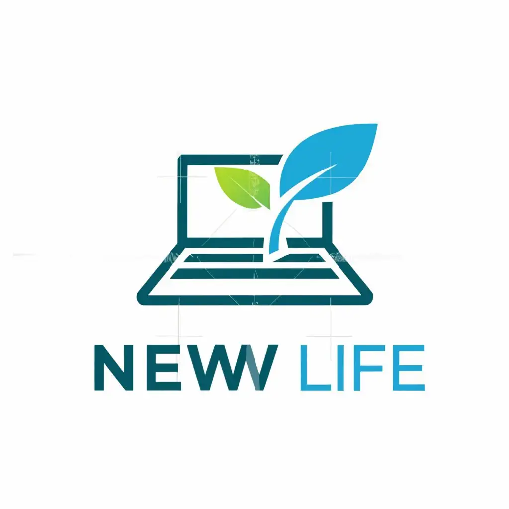 a logo design,with the text "New life", main symbol:Laptop,Moderate,be used in Technology industry,clear background