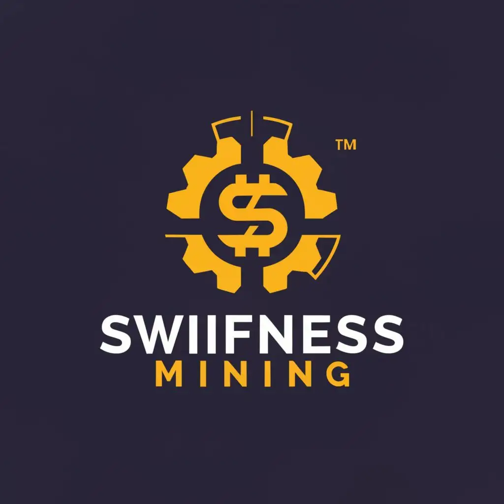 a logo design,with the text "Swifness Mining", main symbol:finance, gear,Moderate,be used in Finance industry,clear background
