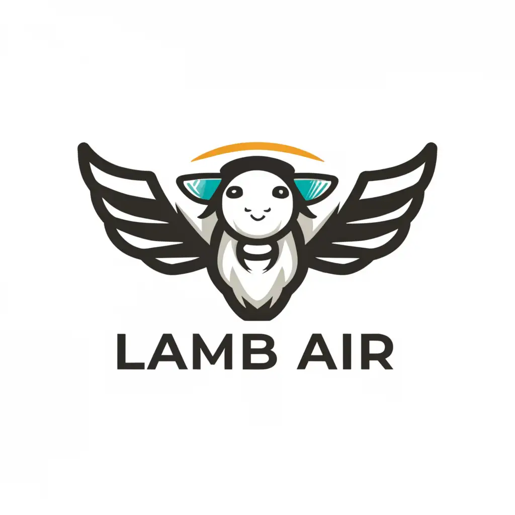 a logo design,with the text 'lamb air', main symbol: funny sheep's head with wings airline,Moderate,be used in Travel industry,clear background, slogan is 'fly sheep',