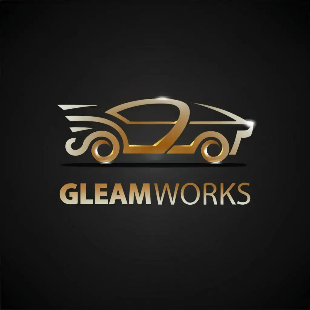 LOGO-Design-for-Gleam-Works-Classic-Car-Elegance-on-Clear-Background