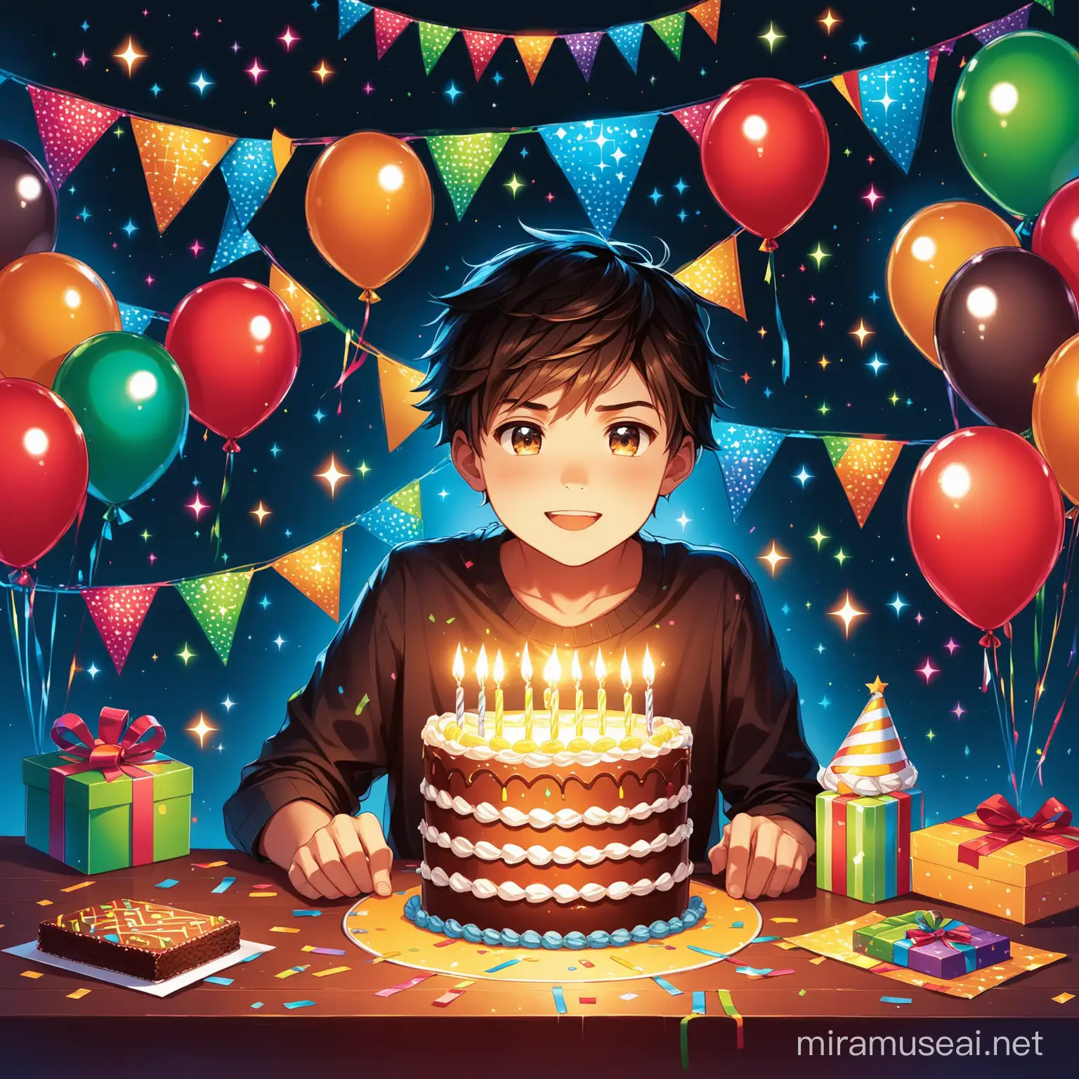12 birthday party inventation, boy, dark