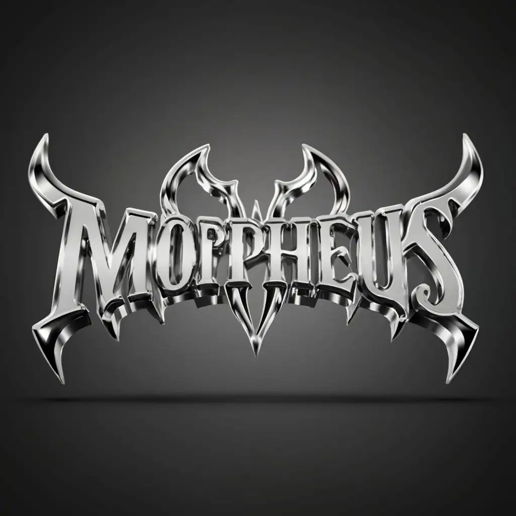 LOGO-Design-For-MORPHEUS-3D-Sleek-Silver-Typography-with-Cool-Devil-Letters