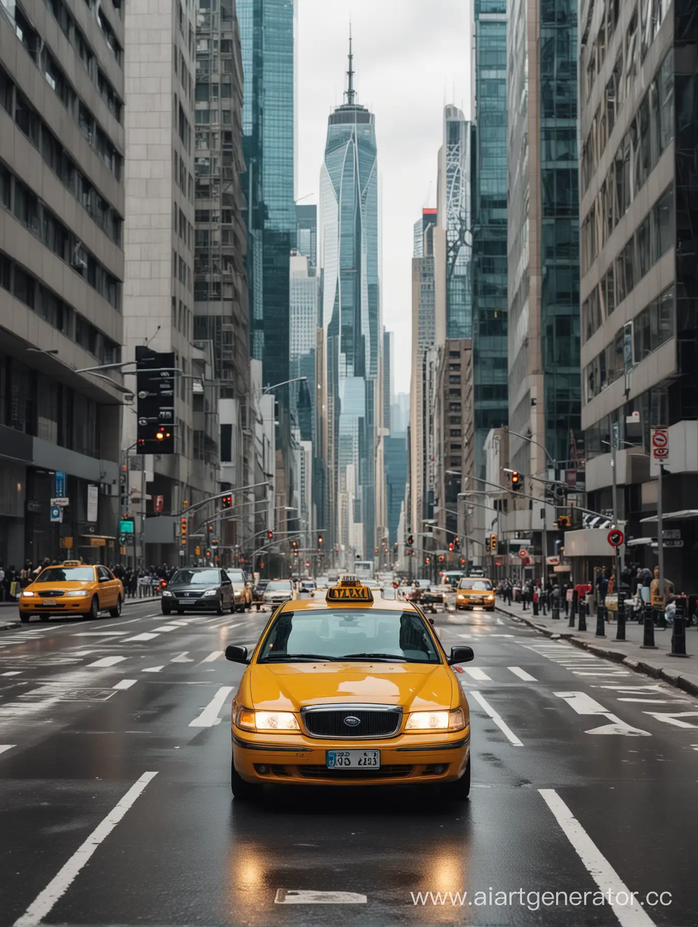 Taxi-Navigating-Through-the-Heart-of-a-Bustling-Metropolis