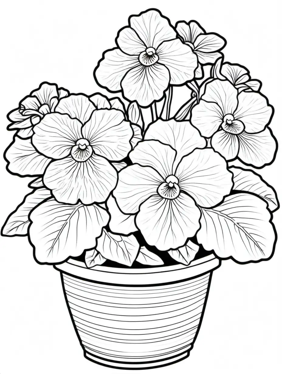 Exquisite African Violet Coloring Page for Relaxation and Creativity