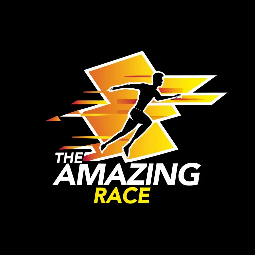 a logo design,with the text "The Amazing Race", main symbol:Running to finish line,complex,be used in Events industry,clear background