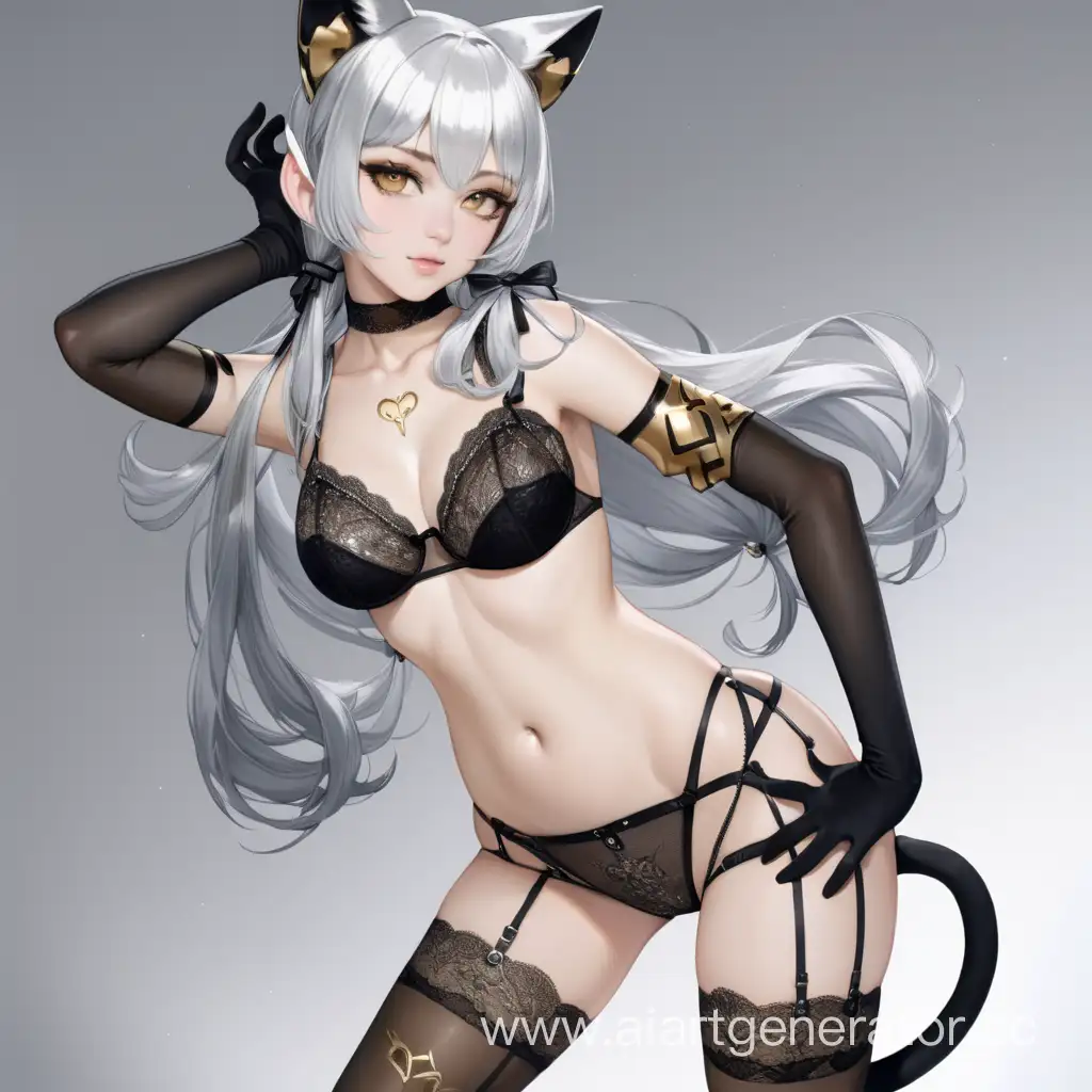Sensual-SilverHaired-Catgirl-in-Black-Stockings-and-Gloves