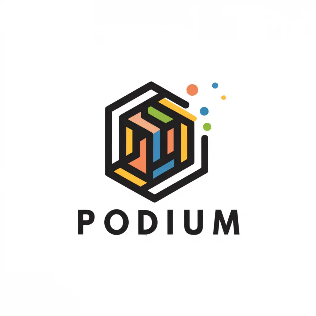 a logo design,with the text "Podium", main symbol:working space ,learning hub,complex,be used in Education industry,clear background