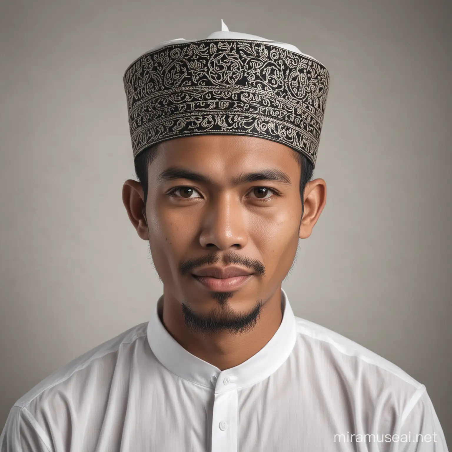 Traditional Malay Man Wearing Batik Cloth