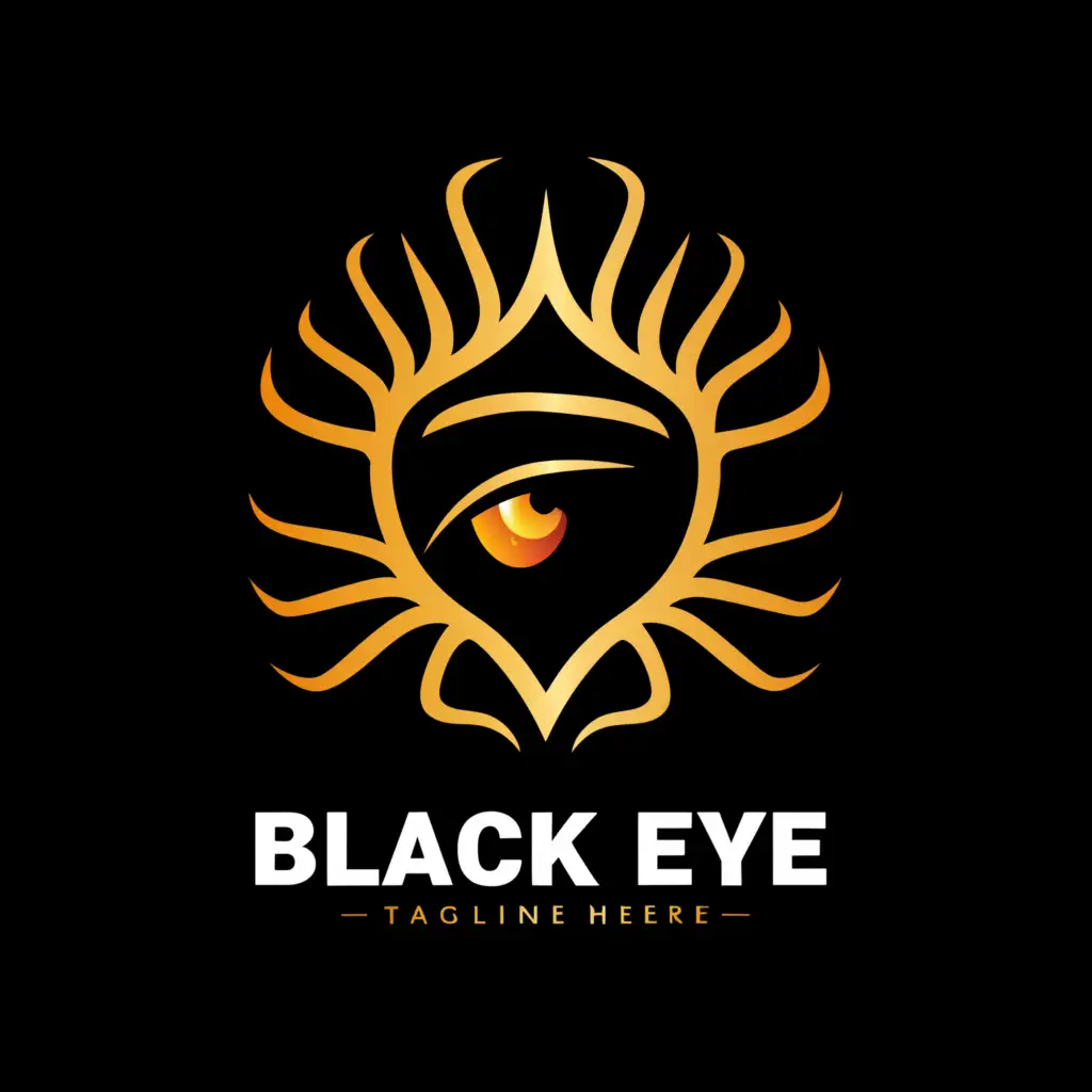 a logo design,with the text "BLACK EYE", main symbol:Crown, stars, fire,complex,be used in Events industry,clear background