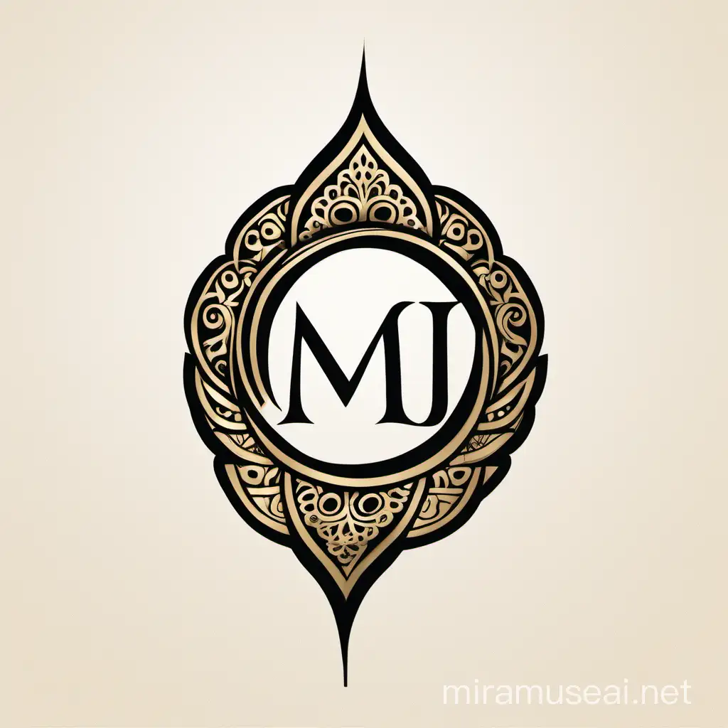 Sleek Mehndi Art Letter Mark Logo in Black and Gold on White Background