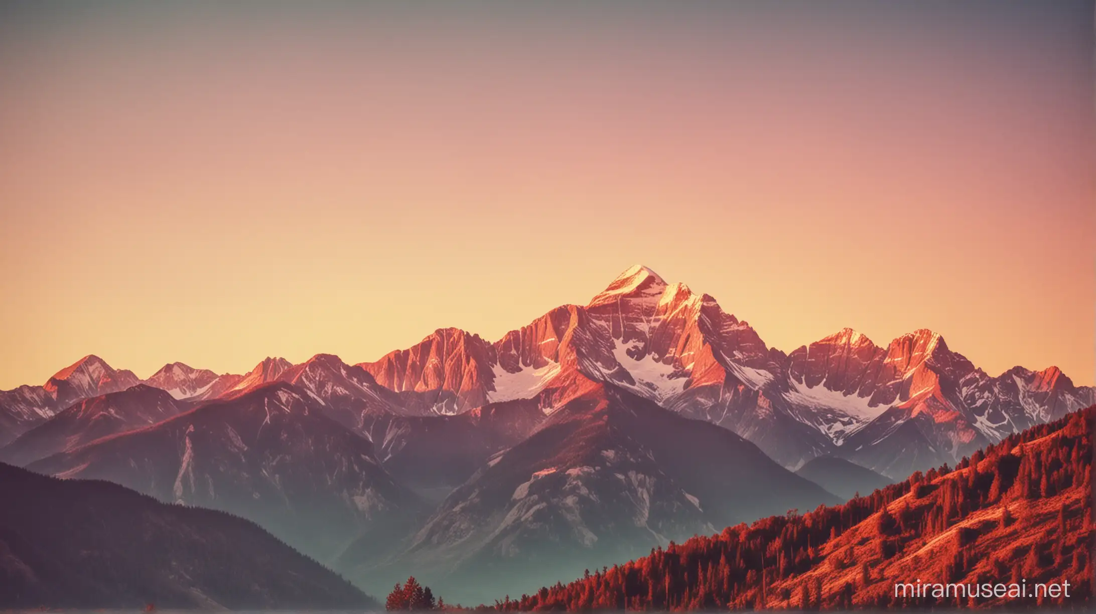 Majestic Mountain Sunrise Vintage Panoramic Landscape