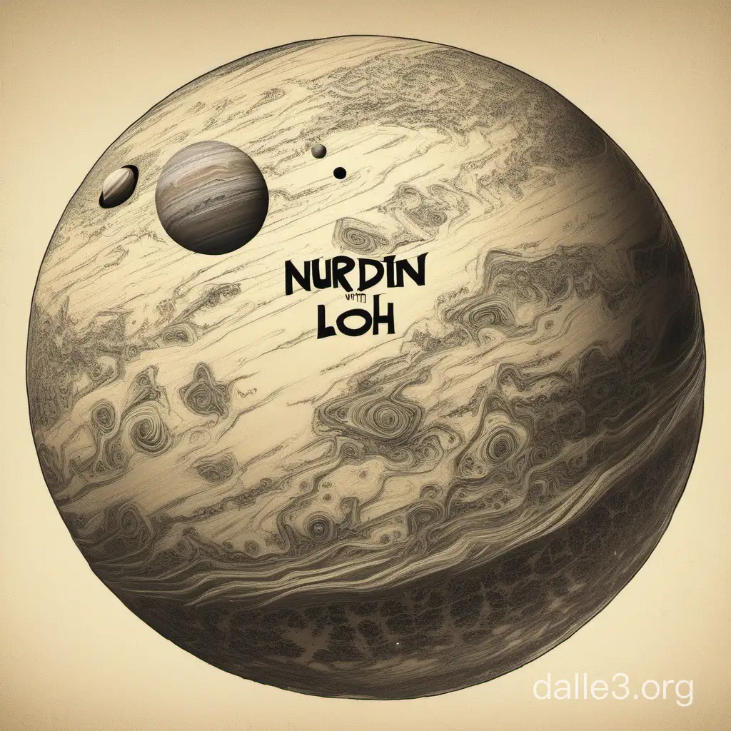 Make a planet with the inscription "NURDIN LOH" on it