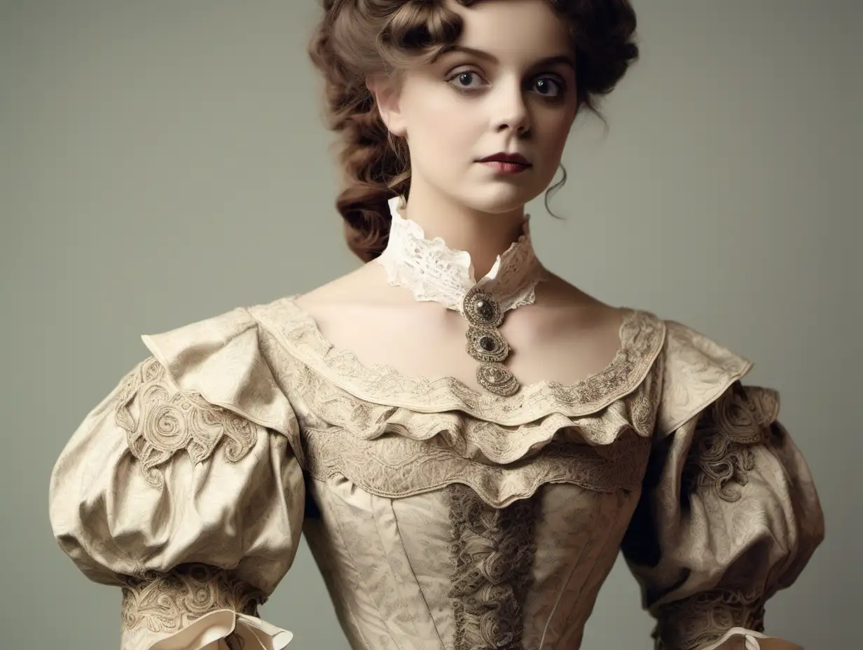 Elegantly Adorned Victorian Fashion Ensemble