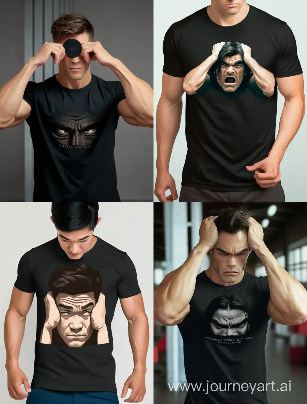 Casual-Asian-Man-Doing-PushUps-in-Stylish-Black-TShirt