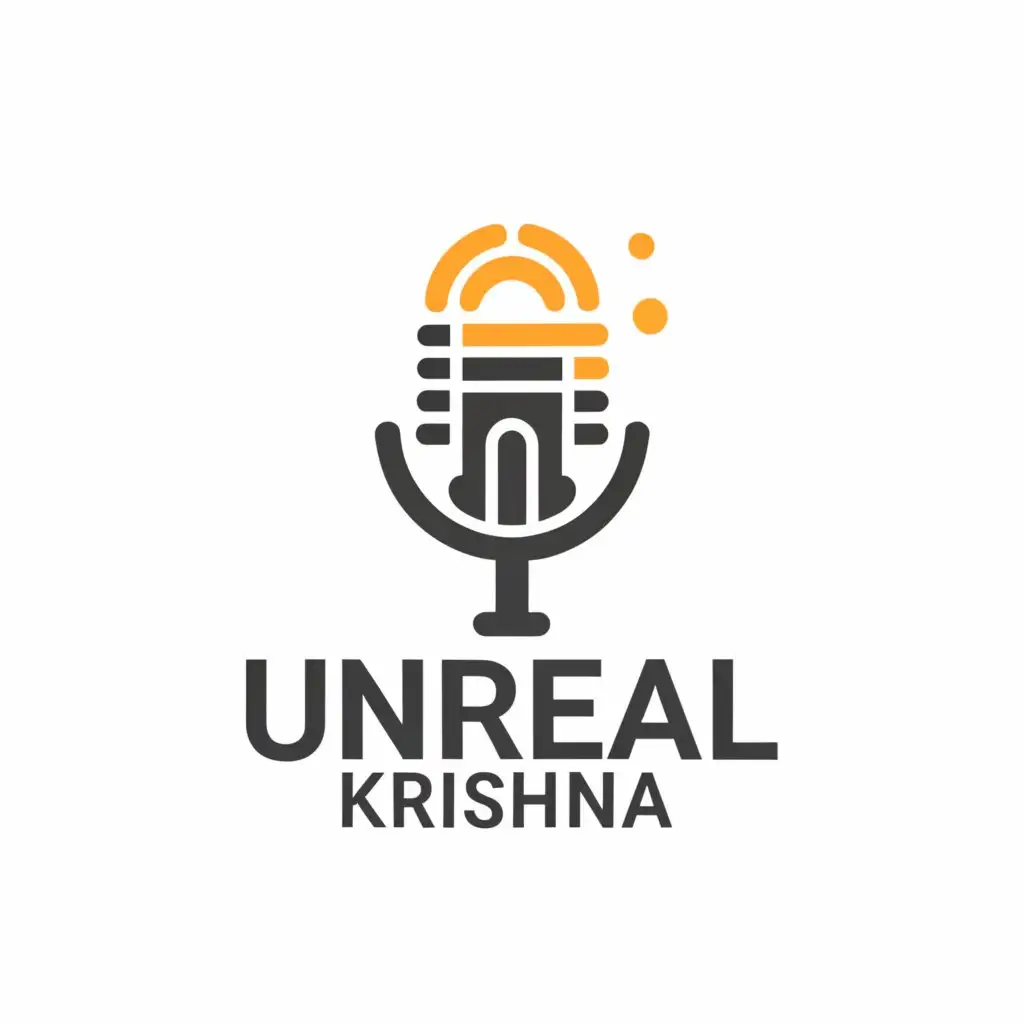 a logo design,with the text "unreal krishna", main symbol:podcast,Moderate,be used in Entertainment industry,clear background