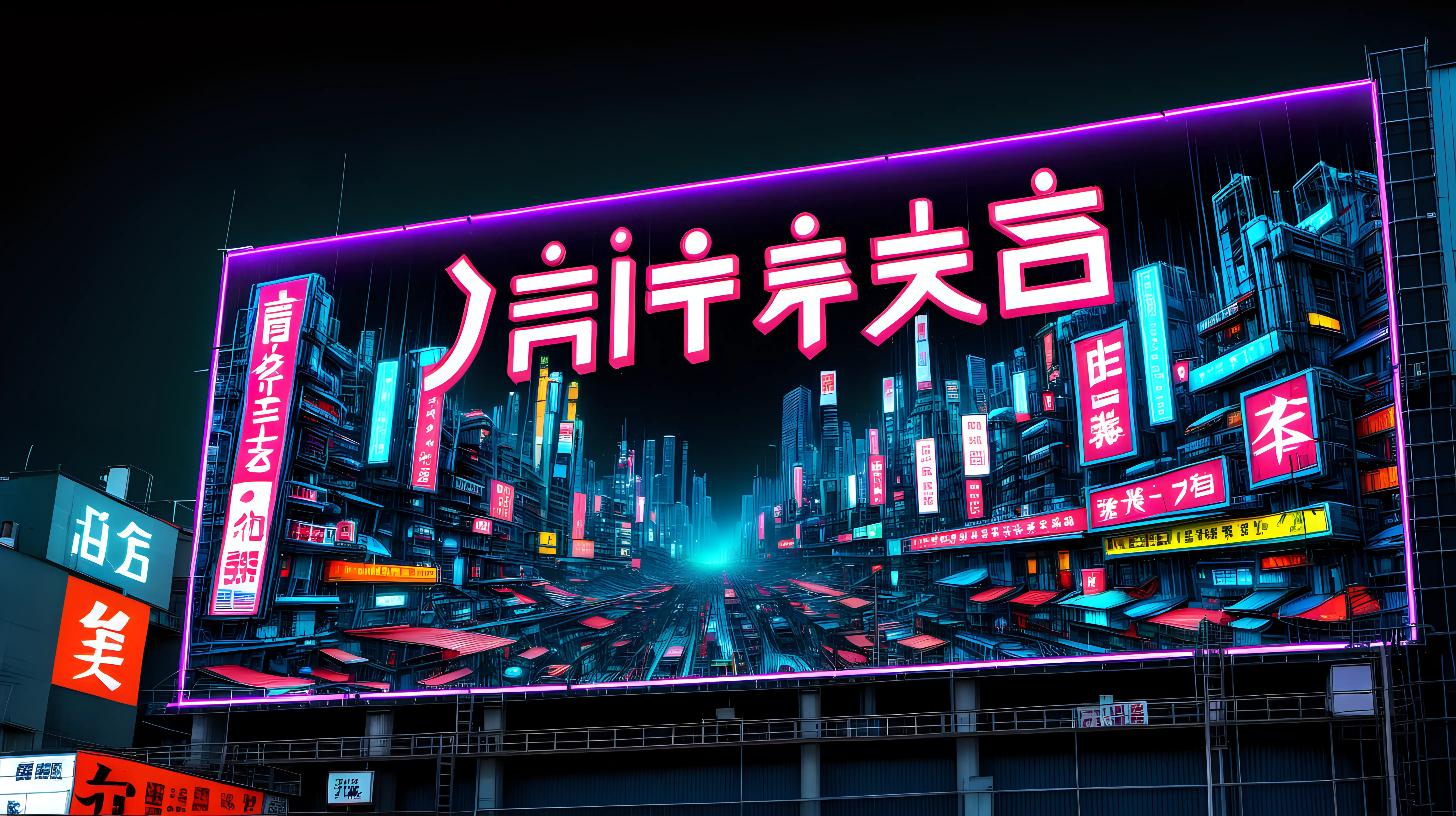 Futuristic Japanese Cyberpunk City with Vibrant Neon Billboards