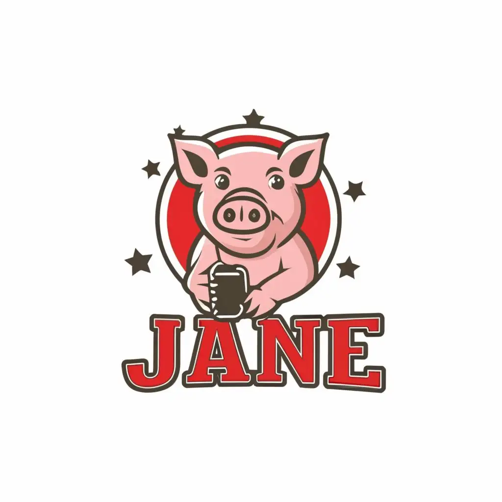 logo, Pig phones star
Funny
, with the text "Jane", typography, be used in Sports Fitness industry