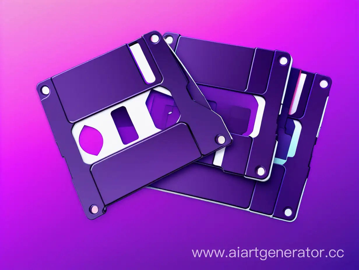 floppy disks in purple gradiente background