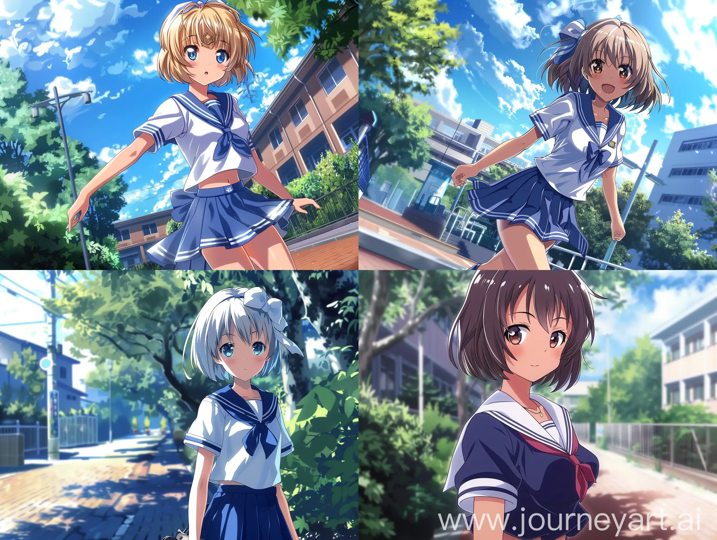 Youthful-Anime-High-School-Girl-in-Sailor-Suit-on-Campus
