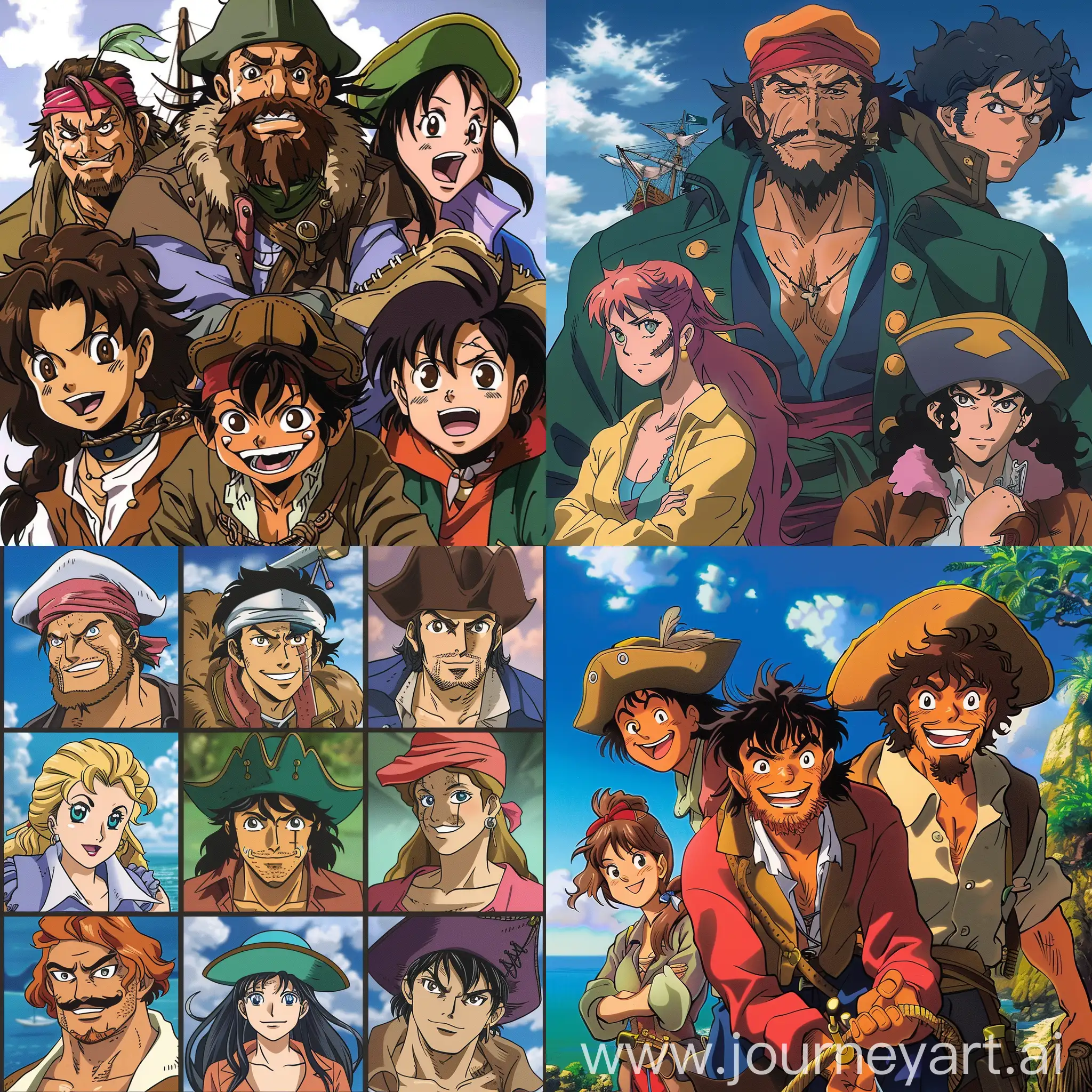 Anime-Style-Cartoon-Characters-of-Treasure-Island-on-Jojo-Adventure