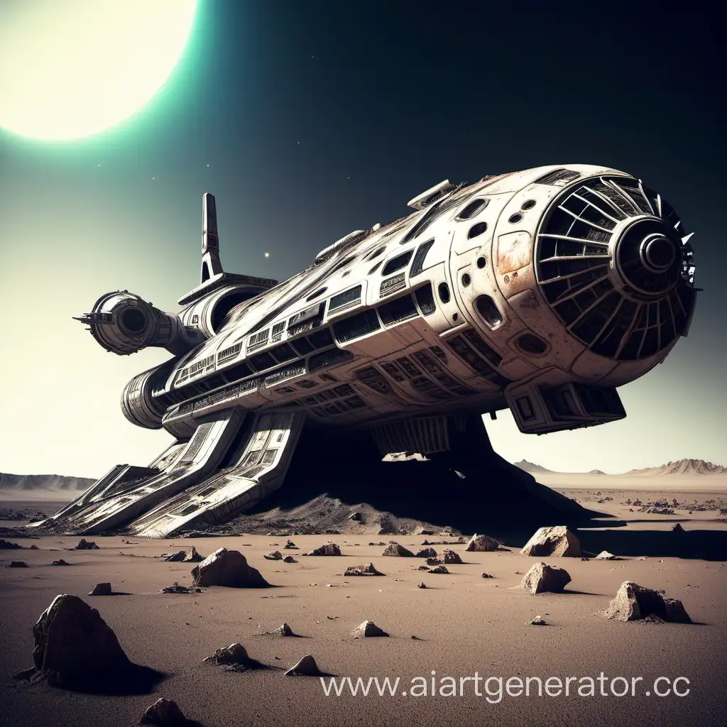 Deserted-Spaceship-Lost-in-Alien-Landscape