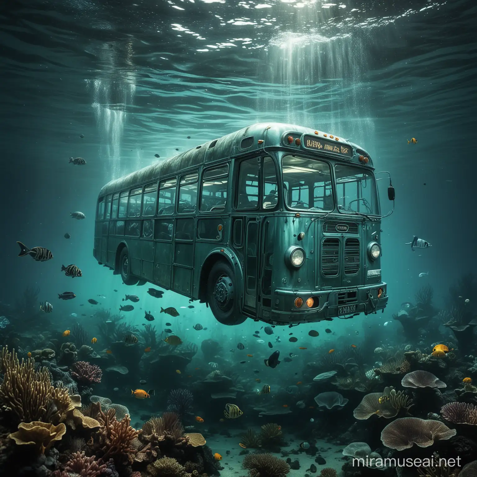 A bus in a style of Underwater Fantasy
