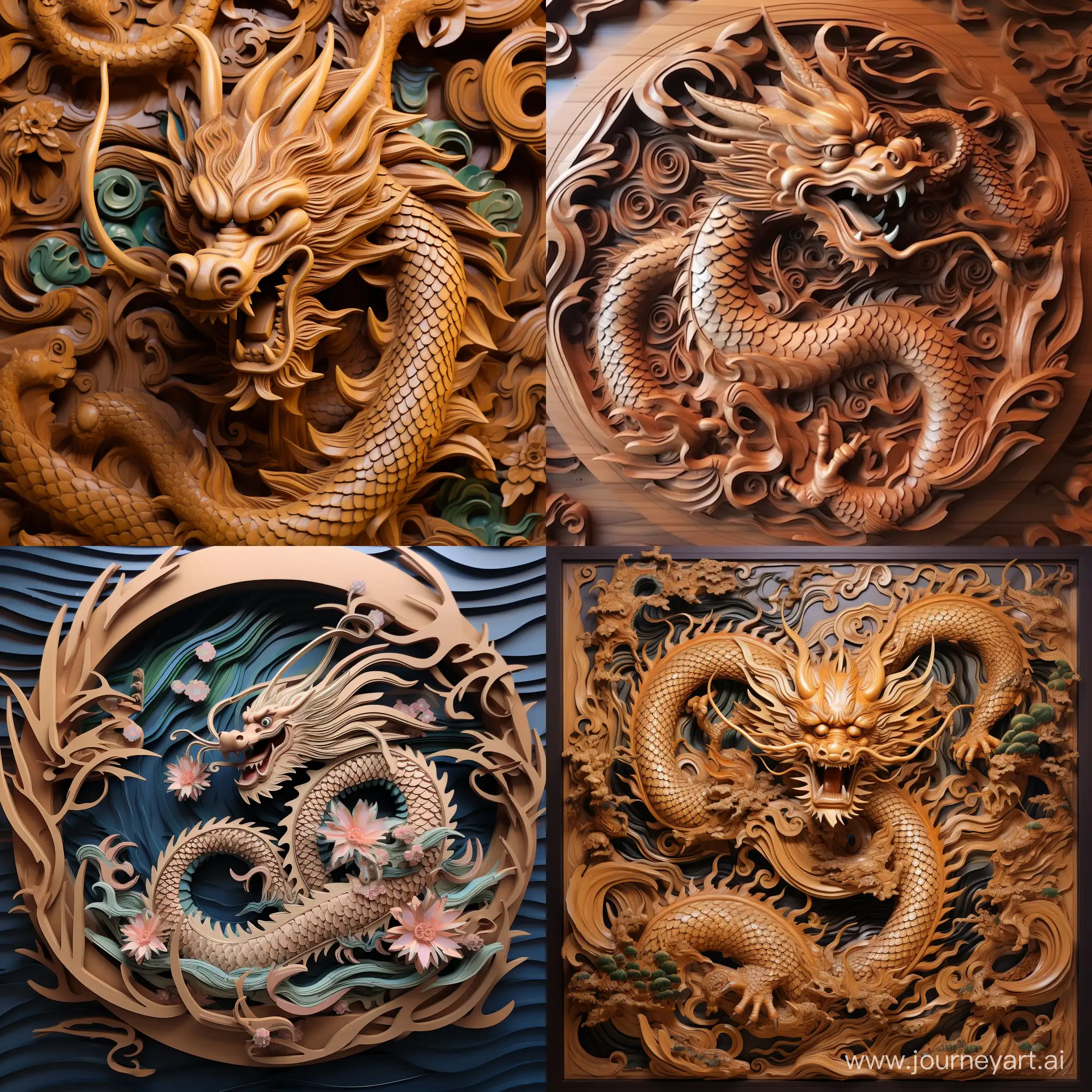 wooden dragon picture as a new years eve wish PF japanese style 
