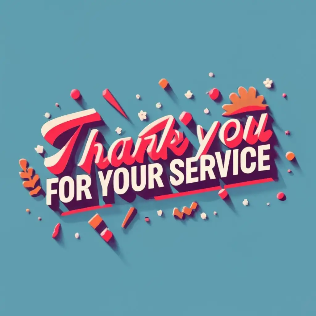 logo, 3D text, with the text "Thank you for your Service", typography, be used in Home Family industry