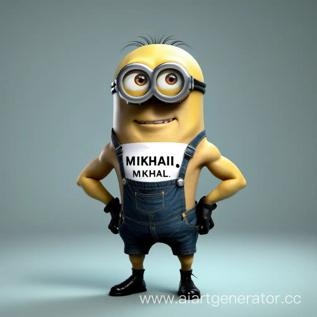 Muscular-Minion-Wearing-MIKHAIL-Shirt-Shaved-Bald-Character-Design