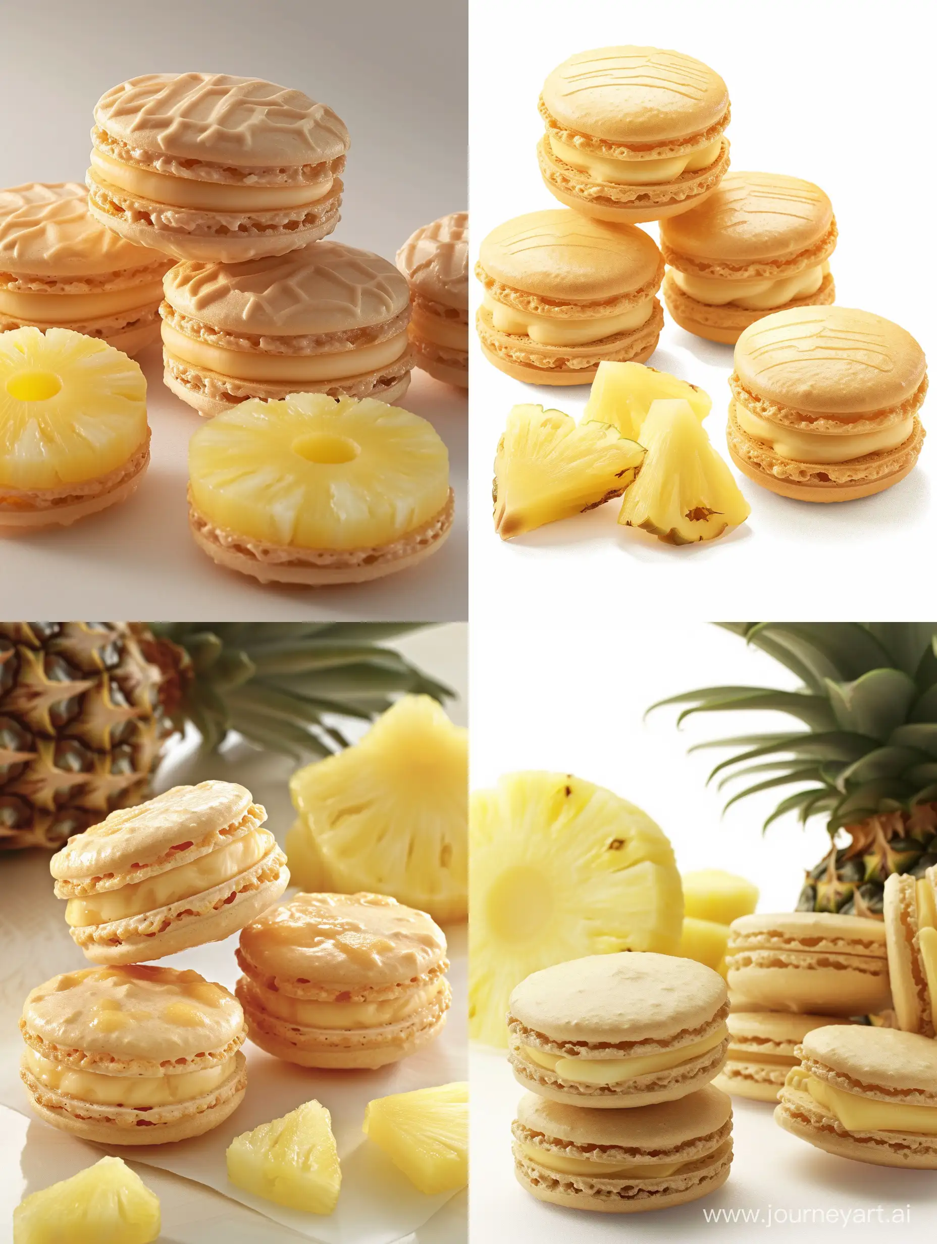 Macaroon, pineapple and cheese flavor, several pieces, super realistic, no blur