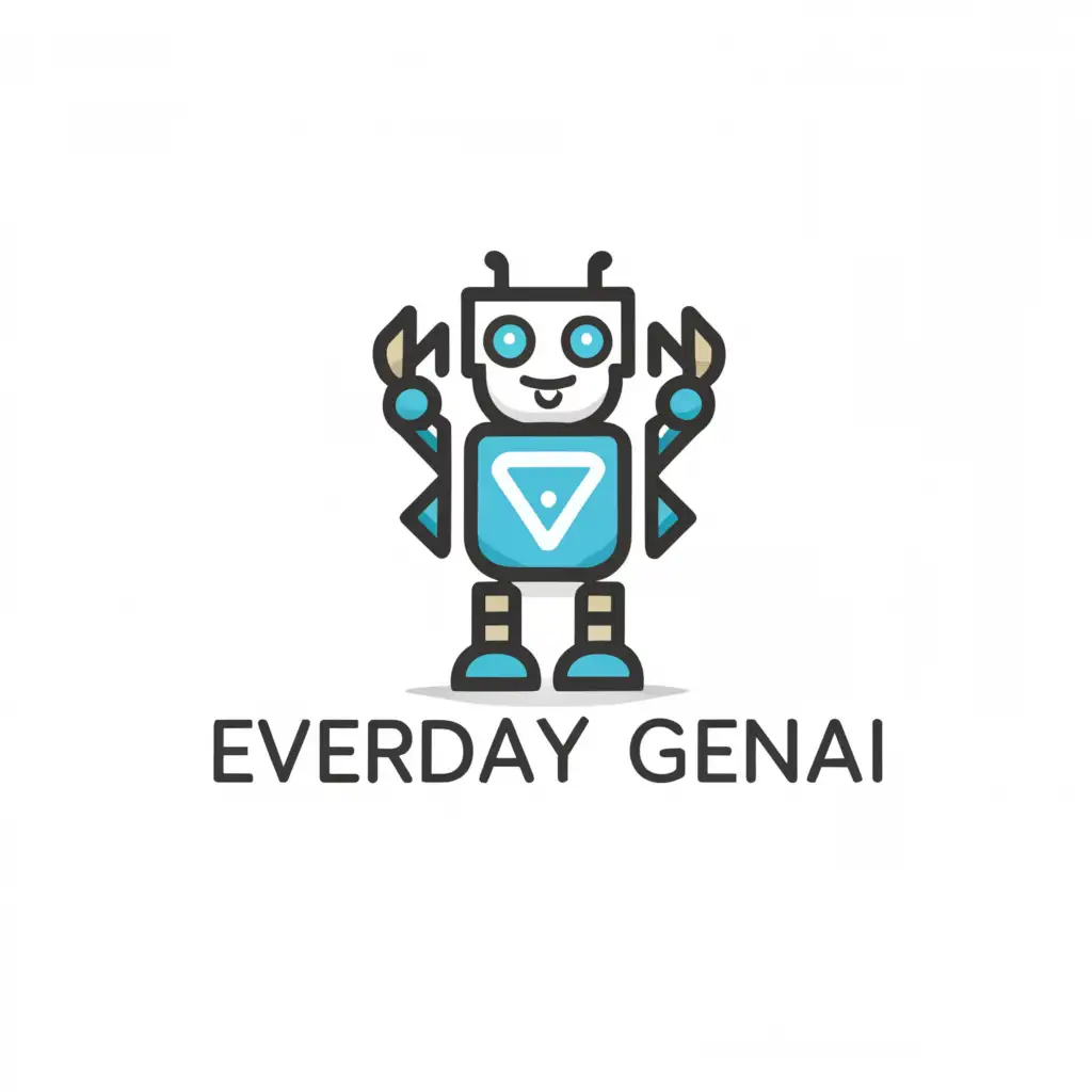 a logo design,with the text "EVERYDAY GENAI", main symbol:ROBOT,Moderate,clear background