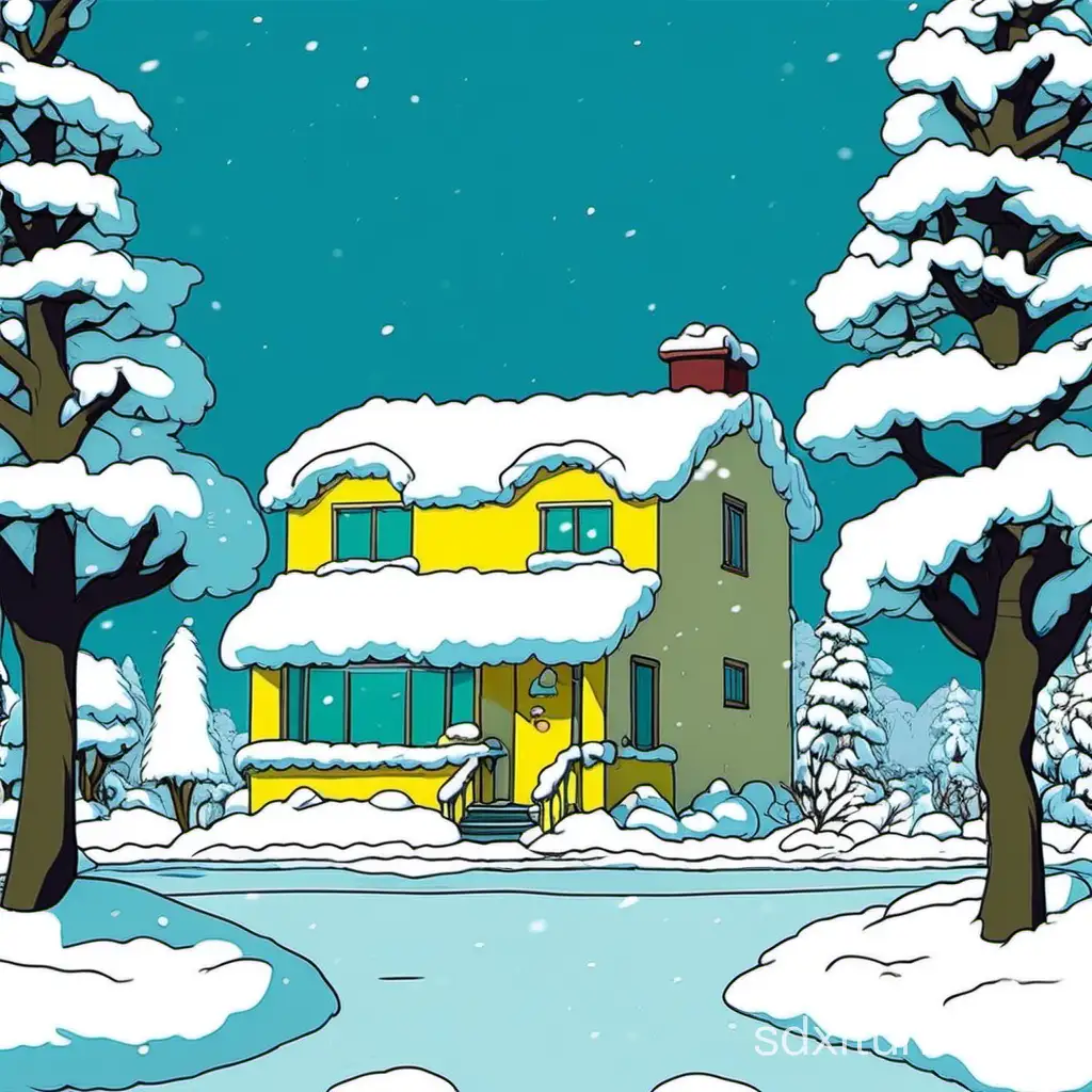 Winter-Fun-in-Animated-Simpsons-Style