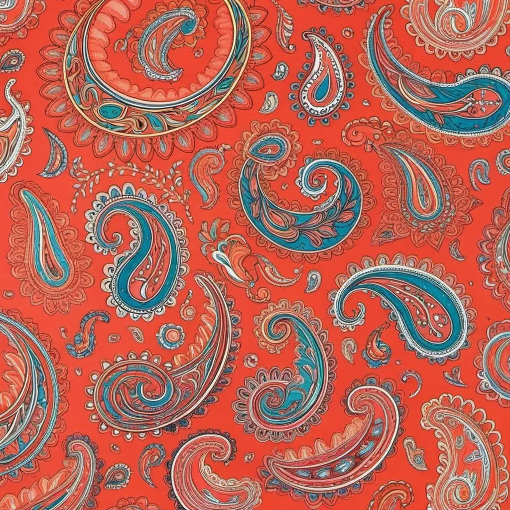 the color vibrant Coral , smaller Paisley Print pattern