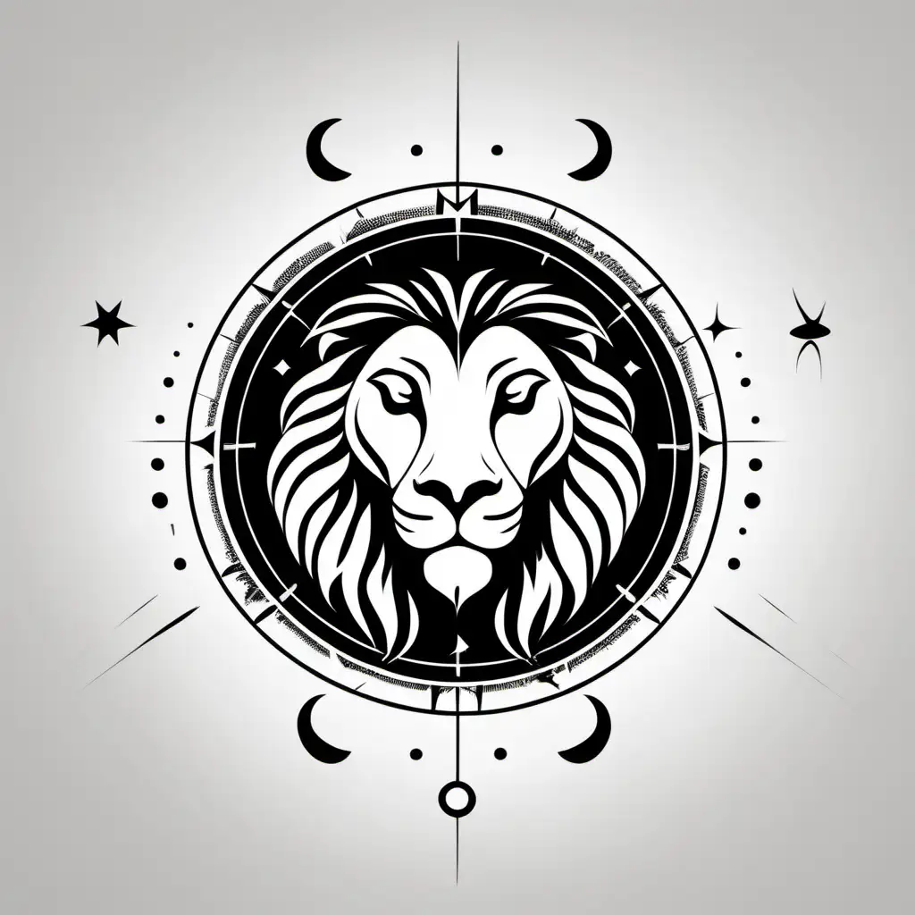 Minimalistic Black and White Leo Zodiac Art